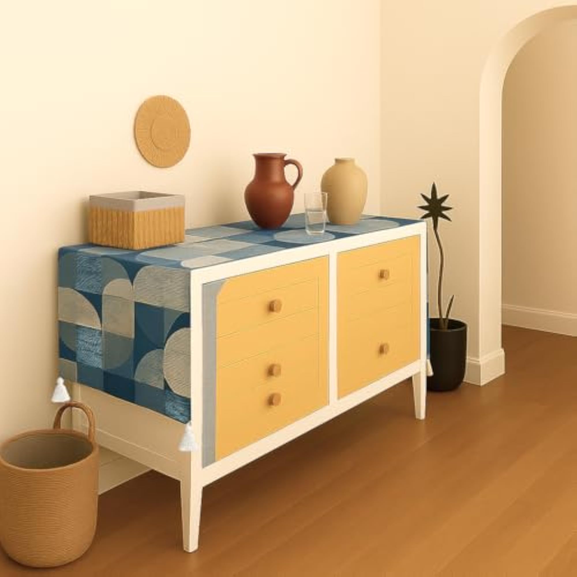Geometric Console Runner for Entryway Cabinet